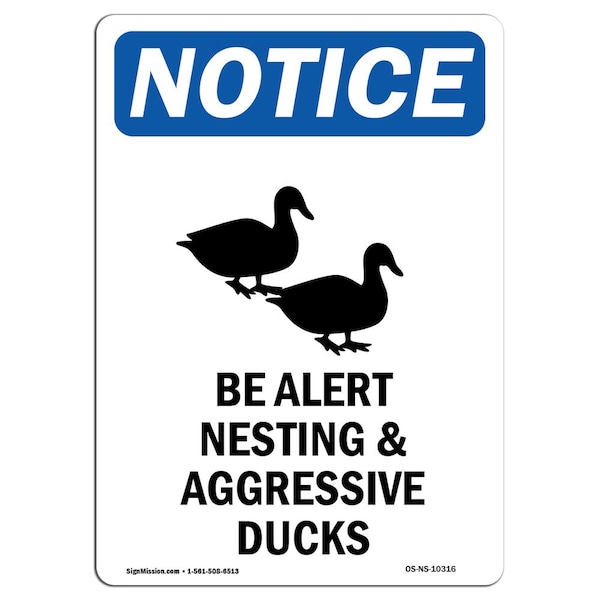 Safety Sign, OSHA Notice, 5" Height, Be Alert Nesting And Sign With Symbol, Portrait, 10PK